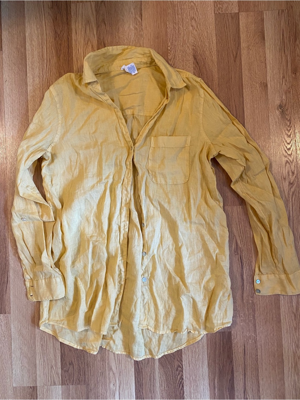 Olsen 100% Linen Sunny Yellow Button Up Shirt